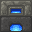 A lit furnace with a pulsing blue glow.